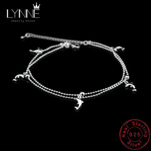 925 Silver Dolphin Pendant Anklet Bracelet for Women
