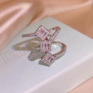 Double Layer Zircon S925 Stamp Ring Girl Gift Jewelry Bulk