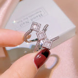 Double Layer Zircon S925 Stamp Ring Girl Gift Jewelry Bulk
