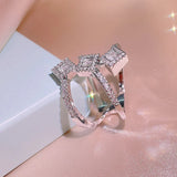 Double Layer Zircon S925 Stamp Ring Girl Gift Jewelry Bulk