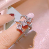 Double Layer Zircon S925 Stamp Ring Girl Gift Jewelry Bulk