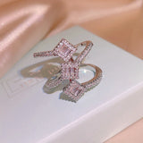 Double Layer Zircon S925 Stamp Ring Girl Gift Jewelry Bulk