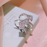 Double Layer Zircon S925 Stamp Ring Girl Gift Jewelry Bulk