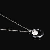 Double Layers Circle Ceramic Pendant Necklace With AAA Cubic Zirconia