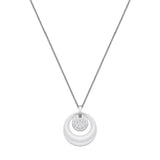 Double Layers Circle Ceramic Pendant Necklace With AAA Cubic Zirconia