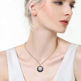Double Layers Circle Ceramic Pendant Necklace With AAA Cubic Zirconia