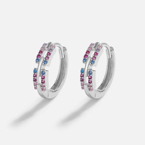 Sapphire Diamond Stud Earrings S925 Silver Jewelry Gift