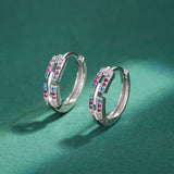 Sapphire Diamond Stud Earrings S925 Silver Jewelry Gift