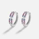 Sapphire Diamond Stud Earrings S925 Silver Jewelry Gift