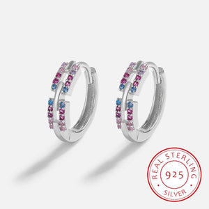 Sapphire Diamond Stud Earrings S925 Silver Jewelry Gift