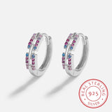 Sapphire Diamond Stud Earrings S925 Silver Jewelry Gift
