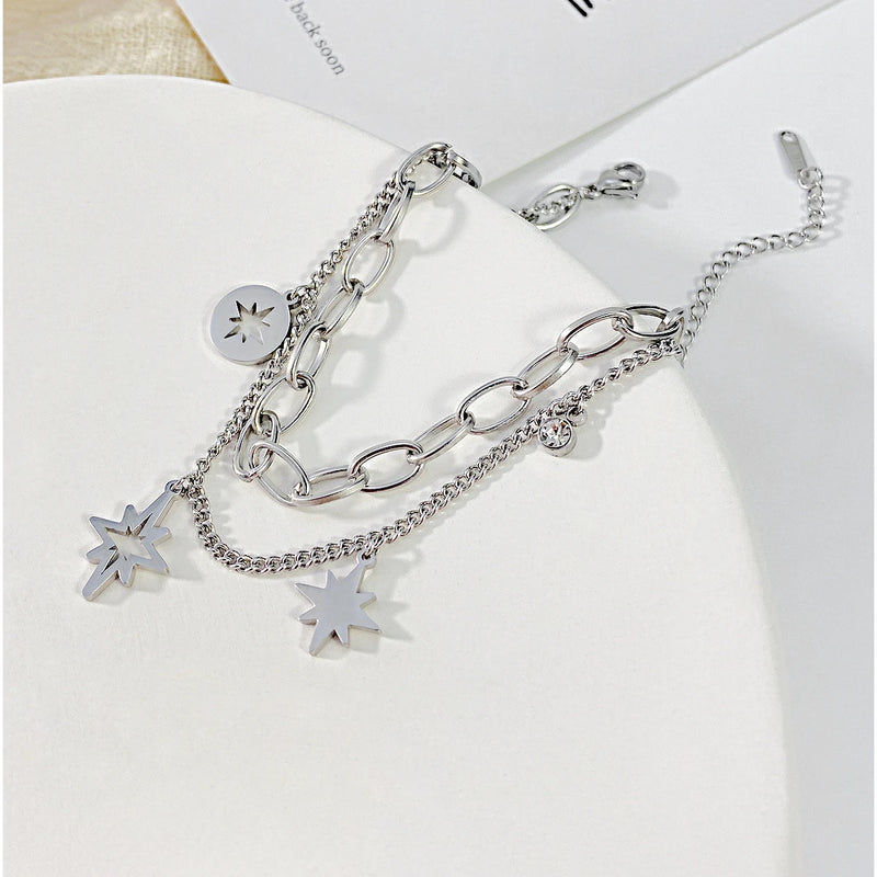 Double-layer Chain Firework Bracelet Stainless Steel Jewelry