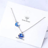 Glaze Sky Moon Star 925 Silver Necklace For Women