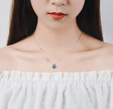Glaze Sky Moon Star 925 Silver Necklace For Women