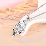 Heart Shape Zircon Pendant Necklace 925 Sterling Silver Rhinestone Women Clavicl