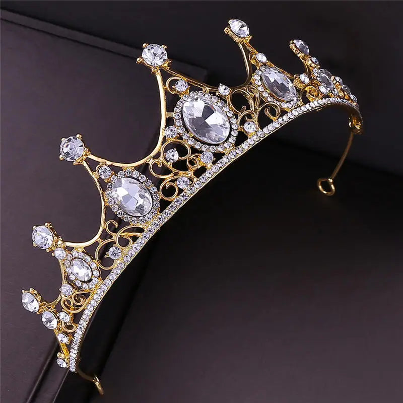 Vintage Baroque Green Crystal Tiara for Women Bride Wedding