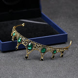 Vintage Baroque Green Crystal Tiara for Women Bride Wedding