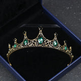 Vintage Baroque Green Crystal Tiara for Women Bride Wedding