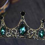 Vintage Baroque Green Crystal Tiara for Women Bride Wedding