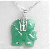 Emerald Green Jade Elephant Pendant Chain Necklace