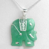 Emerald Green Jade Elephant Pendant Necklace