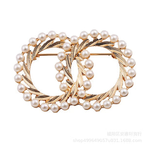 Enamel Pin Pearl Brooches Women Scarf Buckle Lapel Pin Brooch Jewelry