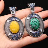 Ethnic Cloisonne Pendant Natural Stone Charms for DIY Necklace