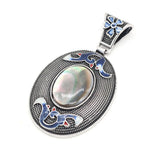 Ethnic Cloisonne Pendant Natural Stone Charms for DIY Necklace