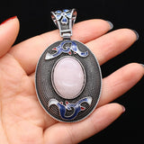 Ethnic Cloisonne Pendant Natural Stone Charms for DIY Necklace