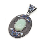 Ethnic Cloisonne Pendant Natural Stone Charms for DIY Necklace