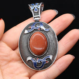 Ethnic Cloisonne Pendant Natural Stone Charms for DIY Necklace