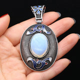 Ethnic Cloisonne Pendant Natural Stone Charms for DIY Necklace