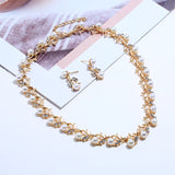 Europe Season Pearls Crystal Necklace Set Women Sweet Jewelry