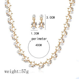 Europe Season Pearls Crystal Necklace Set Women Sweet Jewelry