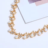 Europe Season Pearls Crystal Necklace Set Women Sweet Jewelry