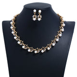 Europe Season Pearls Crystal Necklace Set Women Sweet Jewelry