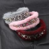 Baroque Rhinestone Mink Hair Hoop Party Headband