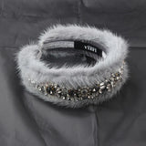 Baroque Rhinestone Mink Hair Hoop Party Headband