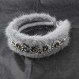 Baroque Rhinestone Mink Hair Hoop Party Headband