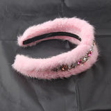 Baroque Rhinestone Mink Hair Hoop Party Headband
