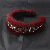 Baroque Rhinestone Mink Hair Hoop Party Headband