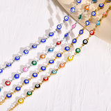 Evil Eyes Anklet with Hamsa Hand Charm,Adjustable Eyes Link Beach Jewelry