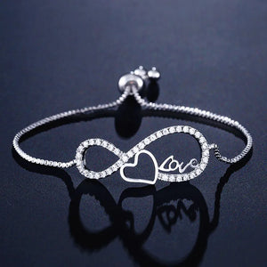 Heart Charm CZ Tennis Bracelet Bangle for Women Wedding Gift