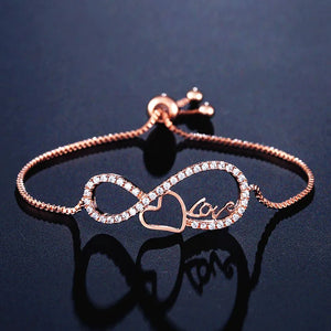 Heart Charm CZ Tennis Bracelet Bangle for Women Wedding Gift