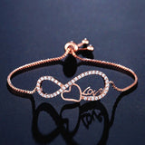 Heart Charm CZ Tennis Bracelet Bangle for Women Wedding Gift