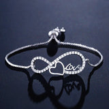 Heart Charm CZ Tennis Bracelet Bangle for Women Wedding Gift