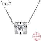 Heart Pendant Rhinestone CZ Necklace 925 Silver Women's Jewelry