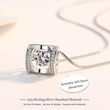 Heart Pendant Rhinestone CZ Necklace 925 Silver Women's Jewelry
