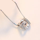Heart Pendant Rhinestone CZ Necklace 925 Silver Women's Jewelry