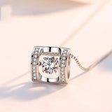 Heart Pendant Rhinestone CZ Necklace 925 Silver Women's Jewelry